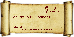 Tarjányi Lambert névjegykártya